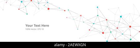 Futuristic crypto blockchain illustration. Vector global creative social network. Abstract polygonal background with lines and dots Stock Vector