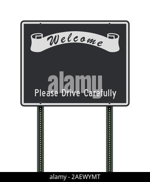 Vector illustration of a empty Welcome road sign template Stock Vector