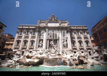 The Trevi Fountain is a fountain in the Trevi district in Rome, Italy. It was the setting for an iconic scene in Federico Fellini's film La Dolce Vita Stock Photo