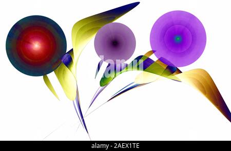 Fractal image: beautiful colorful glowing balls of different size. Stock Photo