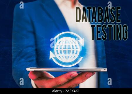 Handwriting text writing Database Testing. Conceptual photo involves the retrieved values from the database by the web Stock Photo