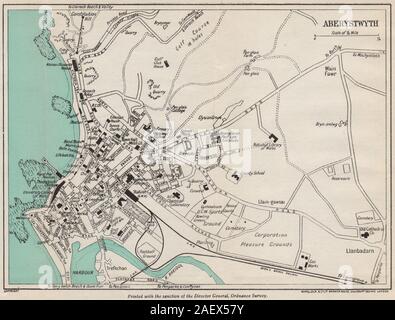 ABERYSTWYTH vintage town/city plan. Wales. WARD LOCK 1948 old vintage map Stock Photo