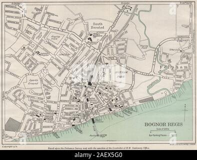 BOGNOR REGIS vintage city/town plan. Sussex. WARD LOCK 1950 old vintage ...