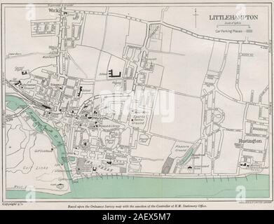 BOGNOR REGIS vintage city/town plan. Sussex. WARD LOCK 1950 old vintage ...