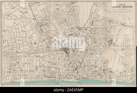 CENTRAL BRIGHTON vintage town/city plan. Sussex. WARD LOCK 1950 old map Stock Photo