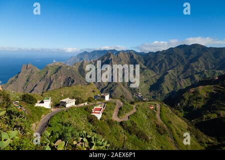 A winding road up the village of Taborno in the Anaga Mountains, Tenerife, Canary Islands Stock Photo