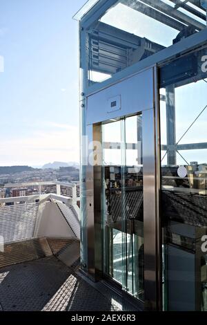panoramic elevator in Indipendence square, a belvedere in Cagliari, Italy Stock Photo