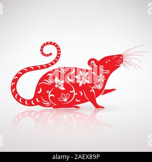 symbol of the year stylized rat on a light background Stock Vector