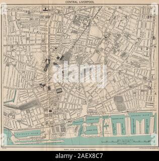 CENTRAL LIVERPOOL vintage town/city plan. Liverpool. WARD LOCK 1949 old map Stock Photo