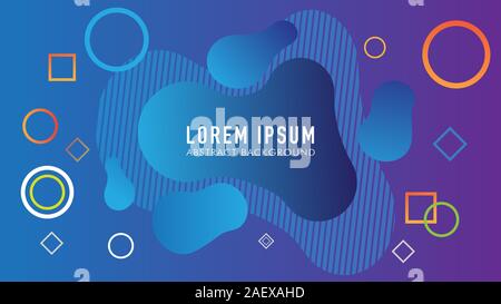 Abstract Liquid Background Design Template, Blue, Violet, Purple, Gradation, Colorful Stock Vector