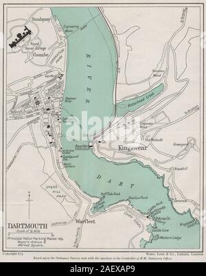 DARTMOUTH vintage town/city plan. Devon. WARD LOCK 1948 old vintage map chart Stock Photo