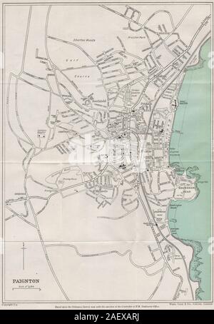 Paignton Vintage Town City Plan. Devon. Roundham Head. Ward Lock 1963 