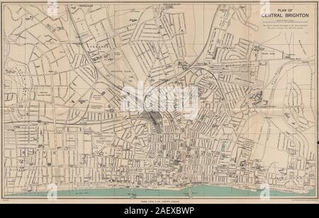 CENTRAL BRIGHTON vintage city/town plan. Sussex. WARD LOCK 1950 old map Stock Photo