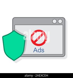 blocking ads website icon design Stock Vector