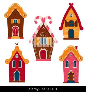 Set of cute colorful fairy tale homes Stock Vector