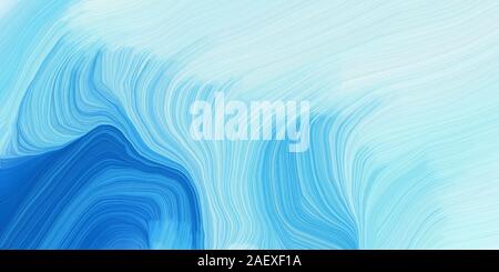 background graphic with modern curvy waves background design with pale turquoise, dodger blue and sky blue color. Stock Photo