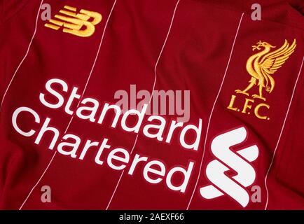 Close up of Liverpool FC kit 2019/20. Stock Photo