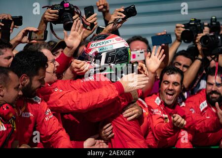charles leclerc, winner  of gp of f1 a monza during Potraits of Monza Grand Prix 2019, Monza, Italy, 01 Dec 2019, Motors Formula 1 Championship Stock Photo