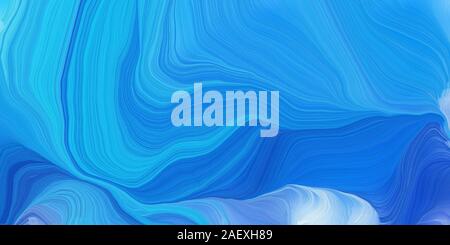 background graphic with modern waves background illustration with dodger blue, light blue and strong blue color. Stock Photo