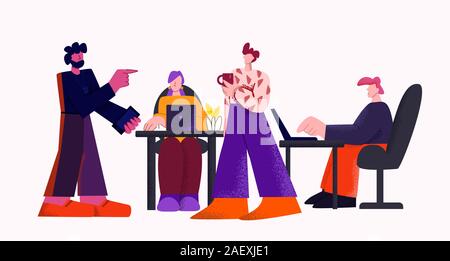 Team leader at digital marketing meeting in modern office isolated at white background Stock Vector