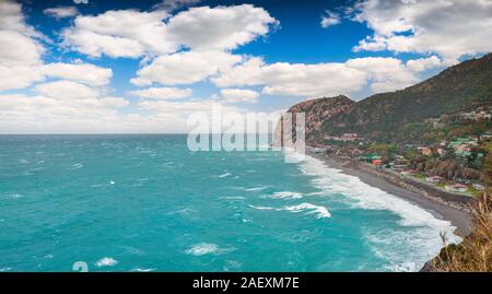 Sunny spring morning on the cape Milazzo, nature reserve Piscina di Venere, Sicily, Italy, Mediteranean sea, Europe. Stock Photo