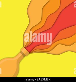 Celebration background of a champage popping sending out a paper cut trail of liquid. EPS10 vector format. Stock Vector