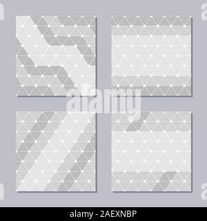 Set of four creative covers. Abstract geometric seamless patterns. Rounded triangles covers. Trendy cover, card, flyer, poster, brochure design. Stock Vector
