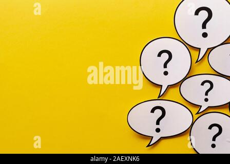 Border of question marks in speech bubbles Stock Photo
