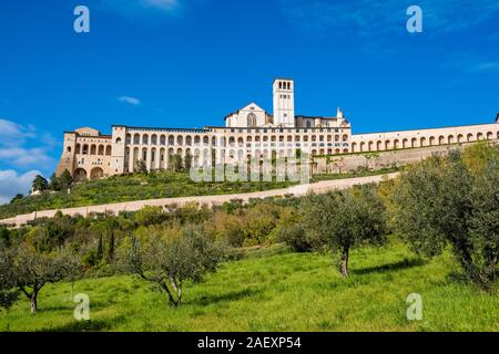 Basilica of Saint Francis of Assisi, located on a mountain slope Stock Photo