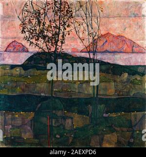 Egon Schiele, Setting Sun, landscape painting, 1913 Stock Photo