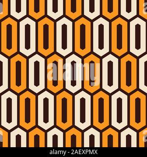 Vector seamless pattern. Modern stylish texture of elongated hexagons. Ancient mosaic wallpaper. Grid motif. Digital paper for print. Color. Stock Vector