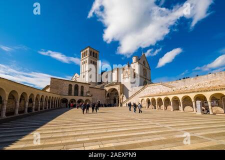 Basilica of Saint Francis of Assisi, seen from the Lower Plaza of Saint Francis Stock Photo