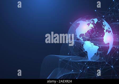 Global network connection social concept. Big Data Visualization. Network communication. Internet and Technology. Business vector illustration Stock Vector