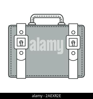 Travel old-fashioned suitcase with belts detailing and handle Stock Vector