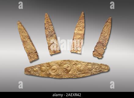 Gold Mycenaean diadem with leaf shaped plates from Grave I, Grave ...