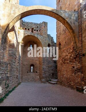 Inner yard in the castle of Loarre, Spain Stock Photo