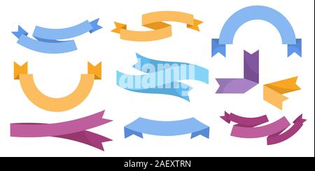 Ribbon banners set for text in various colors and shapes Stock Vector