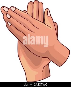 Hands clapping icon, colorful and flat design Stock Vector
