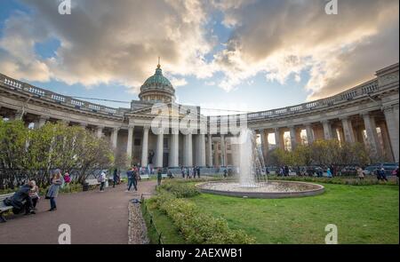 Kazan Cathedral or Kazanskiy Kafedralniy Sobor also known as the Cathedral of Our Lady of Kazan. Russian Orthodox Church in Saint Petersburg, Russia Stock Photo