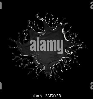 Isolated transparent splash of water with splashes and drops on a black ...