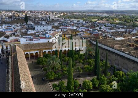 Elevated view of courtyard of Mosque of Cordoba, Andalusia, Spain Stock Photo