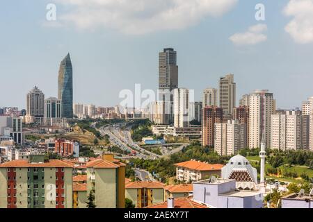 Modern skylines in the Asian side at Atasehir, the financial center of Istanbul Atasehir is located in the Asian side of Istanbul, Turkey. Stock Photo