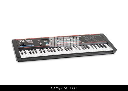 Roland JX-3P synthesizer. White background. Stock Photo