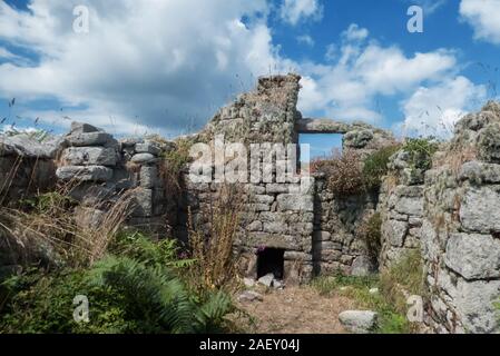 The sad ruins of Woodcock's cottage, abandoned in 1855, Samson, Isles of Scilly, England, UK Stock Photo