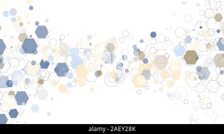abstract vector background. Concept hexagon shape with lines and dots. Vector Illustration For Wallpaper, Banners, Backgrounds, Cards, landing pages Stock Vector