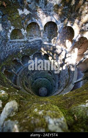 View from above of Iniciatic Well in Quinta da Regaleira, Sintra, Portugal Stock Photo