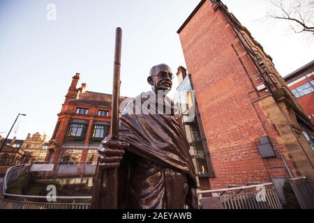 Mahatma Gandhi statue. Cathedral Yard. Manchester. Stock Photo