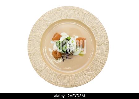 Potato casserole with broccoli and salmon Stock Photo