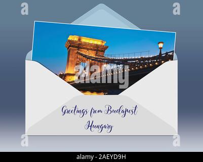 Szechenyi Chain Bridge, built from 1839 to 1849, Budapest, Hungary, Europe Stock Photo