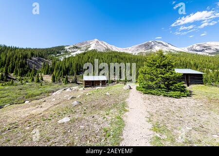 Independence Pass Mining Townsite Building Log Cabin In White